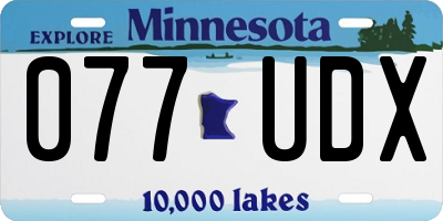 MN license plate 077UDX