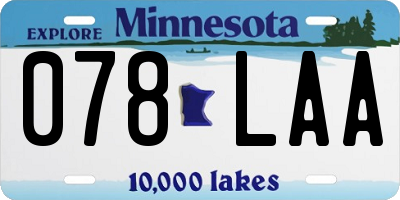 MN license plate 078LAA