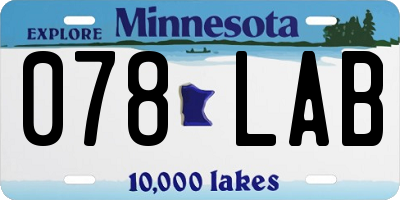 MN license plate 078LAB