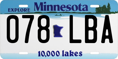 MN license plate 078LBA