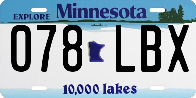MN license plate 078LBX