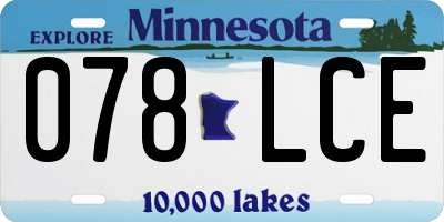 MN license plate 078LCE