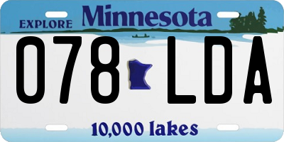 MN license plate 078LDA
