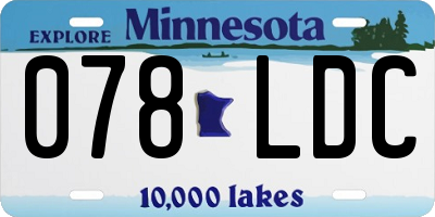 MN license plate 078LDC