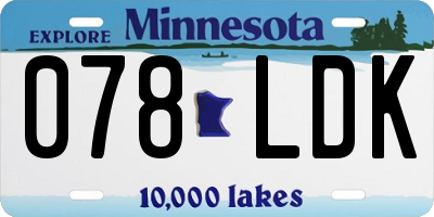 MN license plate 078LDK