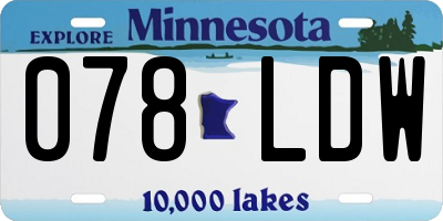 MN license plate 078LDW