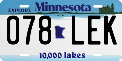 MN license plate 078LEK