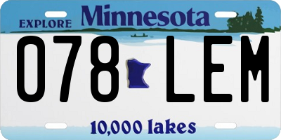 MN license plate 078LEM