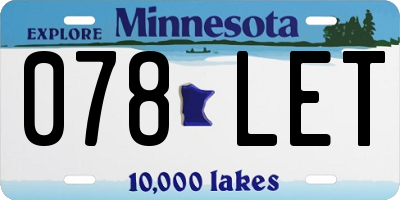 MN license plate 078LET