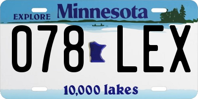 MN license plate 078LEX