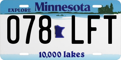 MN license plate 078LFT