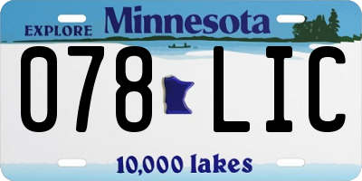 MN license plate 078LIC