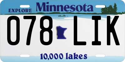 MN license plate 078LIK