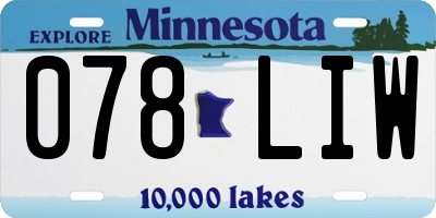 MN license plate 078LIW
