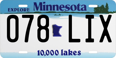 MN license plate 078LIX