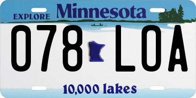 MN license plate 078LOA