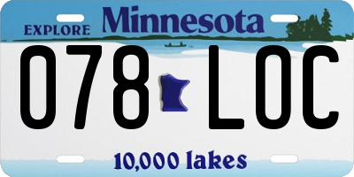 MN license plate 078LOC