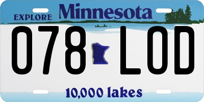 MN license plate 078LOD