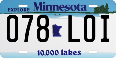 MN license plate 078LOI