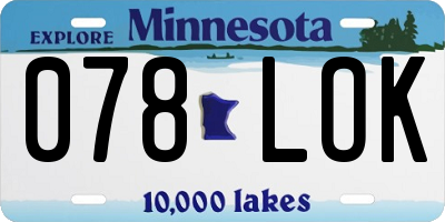 MN license plate 078LOK