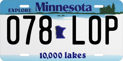 MN license plate 078LOP