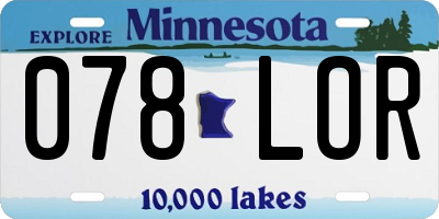 MN license plate 078LOR