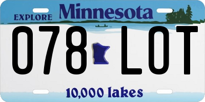 MN license plate 078LOT