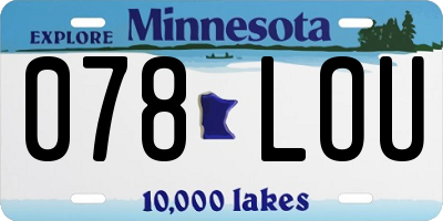 MN license plate 078LOU