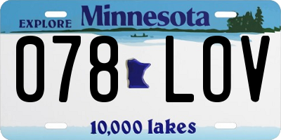 MN license plate 078LOV