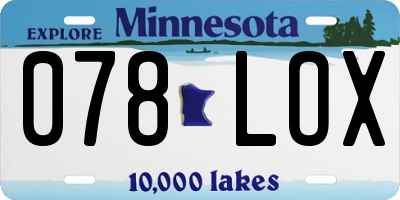 MN license plate 078LOX