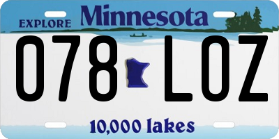 MN license plate 078LOZ