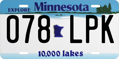 MN license plate 078LPK