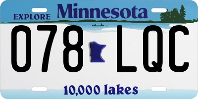 MN license plate 078LQC