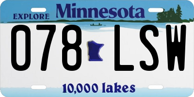 MN license plate 078LSW