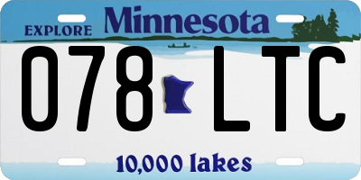 MN license plate 078LTC