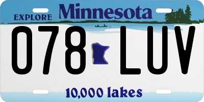 MN license plate 078LUV