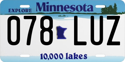 MN license plate 078LUZ