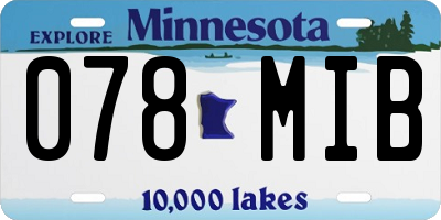 MN license plate 078MIB