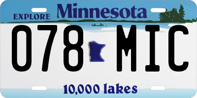 MN license plate 078MIC