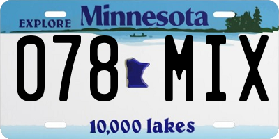 MN license plate 078MIX