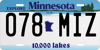 MN license plate 078MIZ