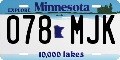 MN license plate 078MJK