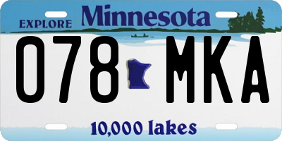 MN license plate 078MKA