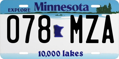 MN license plate 078MZA