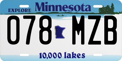 MN license plate 078MZB