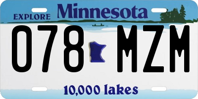 MN license plate 078MZM