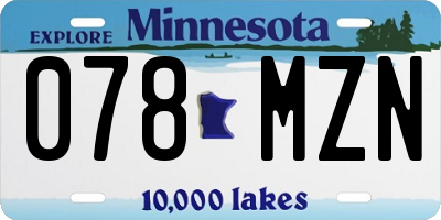 MN license plate 078MZN