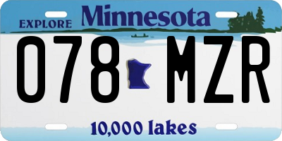 MN license plate 078MZR
