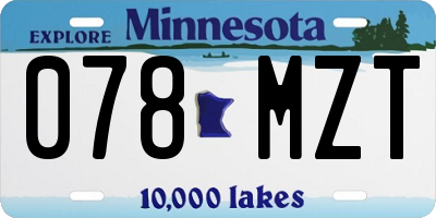 MN license plate 078MZT