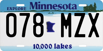 MN license plate 078MZX